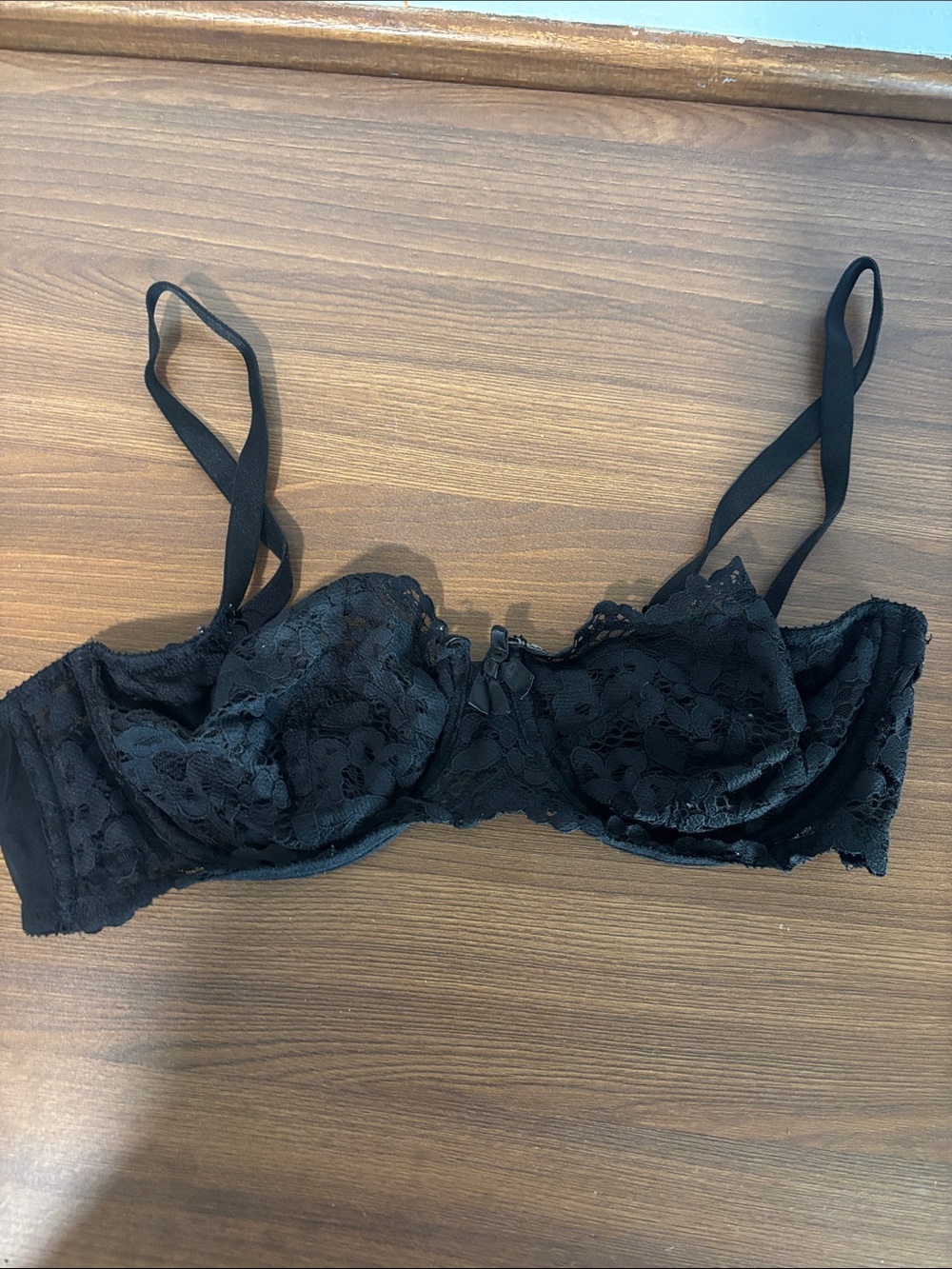 Victoria's Secret Black Lace Underwire Bra with Floral Overlay